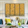 tranh canvas cổ điển cho phòng khách, mai vàng tứ quý