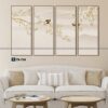 tranh canvas cổ điển cho phòng khách, cành mai trắng