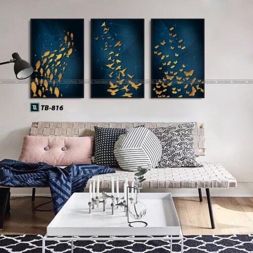 tranh canvas trừu tượng cho phòng làm việc, đàn cá