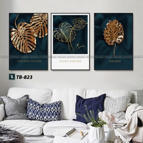 tranh canvas cổ điển cho phòng khách, chiếc lá vàng