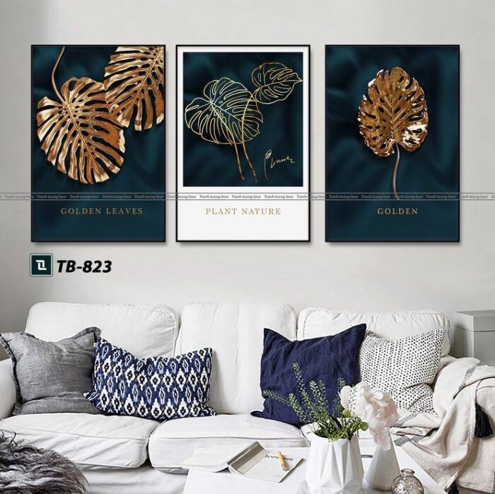 tranh canvas cổ điển cho phòng khách, chiếc lá vàng